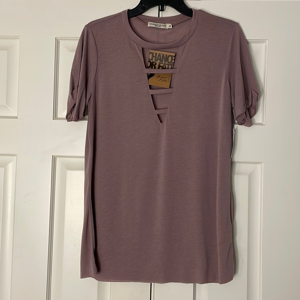NWT Chance or Fate Ladder Deep V Mauve Top Size Large L